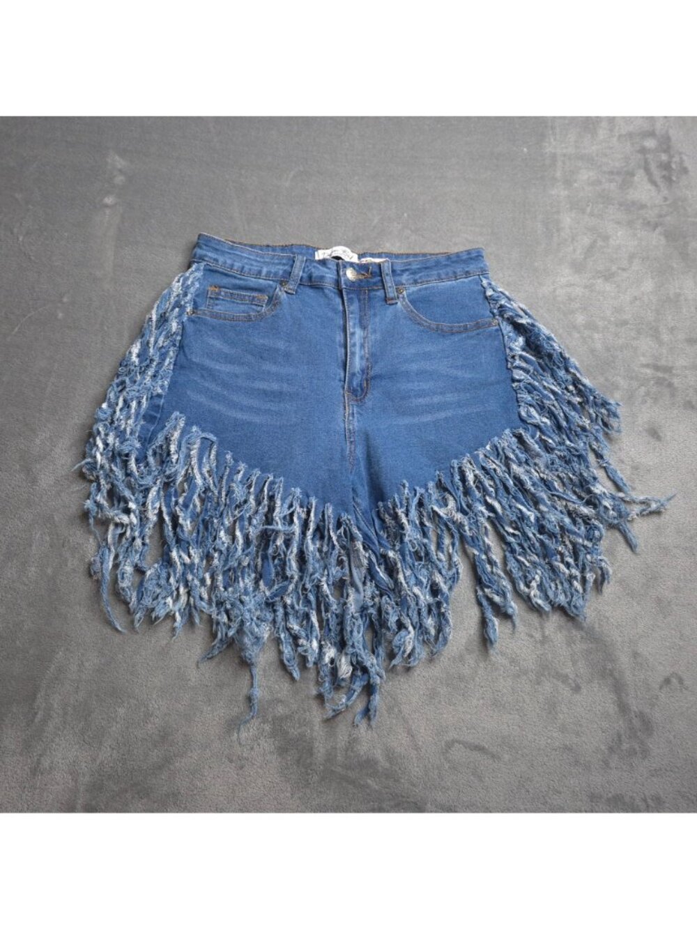 Denim Blvd Womens Fringe Jean Shorts 28 High Rise Medium Wash - Picture 2 of 5